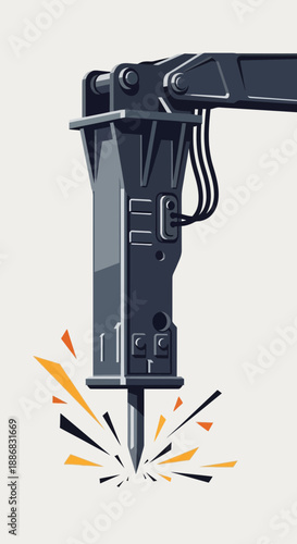 Robust Hydraulic Breaker Demolishing Hard Surfaces With Forceful Impact