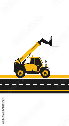 Robust Yellow Telehandler Industrial Machinery For Lifting And Transport Operations