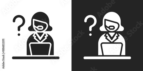 Helpdesk Icon In Black And White Glyph Style