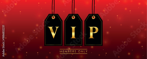 black and gold vip label on red luxury background vector illustration