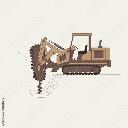 Robust Industrial Trencher Digging Ground For Construction Projects And Utilities