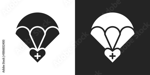 Humanitarian Aid Icon In Black And White Glyph Style