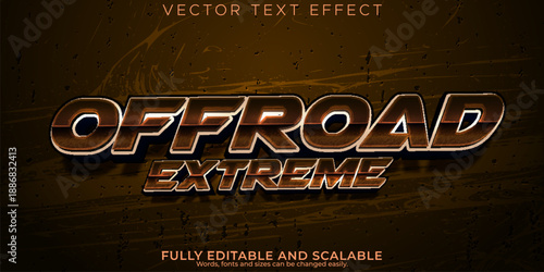 Offroad extreme text with glowing effect on dark background