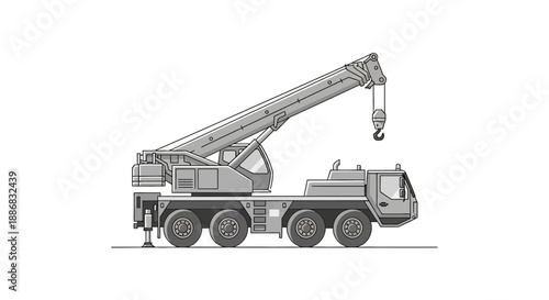 Robust Mobile Crane Truck Vector Illustration For Construction And Heavy Lifting Tasks