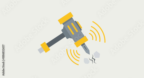 Robust Pneumatic Drill Icon Illustrating Demolition And Construction Work Process