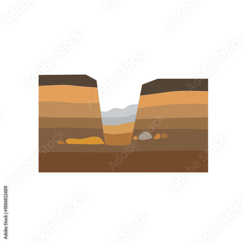 Scientific Diagram Illustrating Earth's Stratification And Valley Formation
