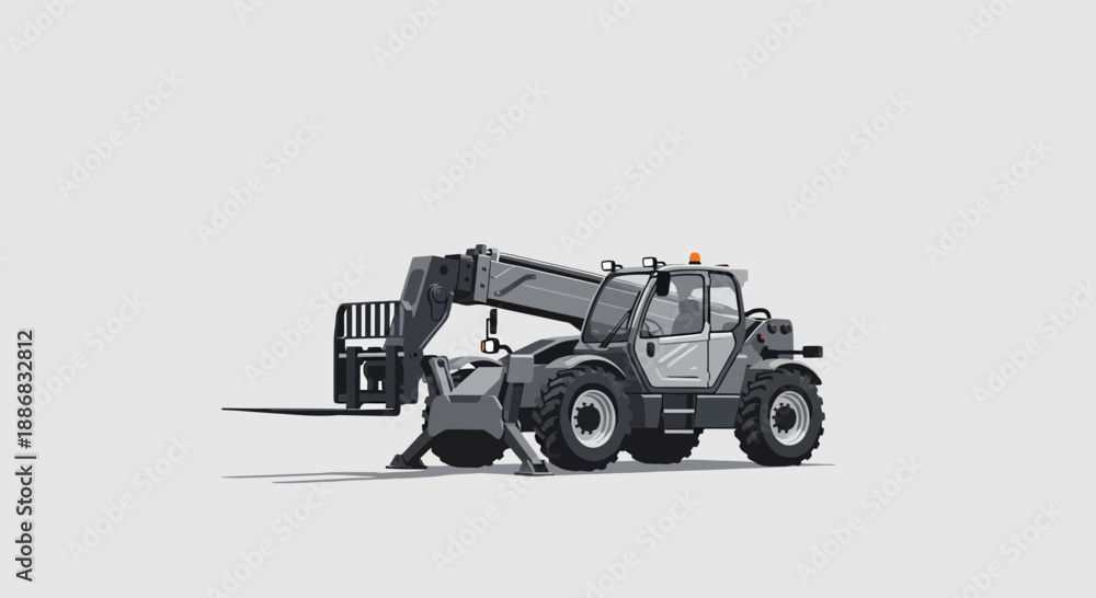 Fototapeta premium Robust Telehandler Industrial Machine Vector Graphic Lifting Equipment Work