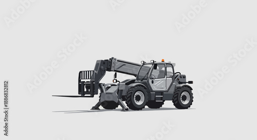 Robust Telehandler Industrial Machine Vector Graphic Lifting Equipment Work