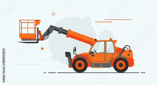 Robust Telehandler With Aerial Work Platform For Construction And Industrial Operations