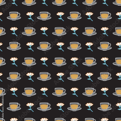 Yellow Herbal Infusion Transparent Mug Pattern. Perfect for natural product packaging, tea branding, wallpaper, kitchen decor, and digital backgrounds.