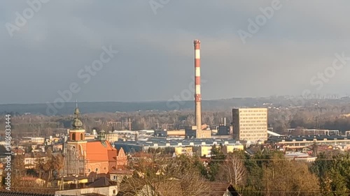 Panoramic view. December. Chełmek, Poland.