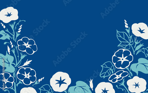 Blue Moody Elegant Morning Glory Floral Background. Ideal for invitations, greeting cards, botanical designs, decorative templates, and nature-themed layouts.