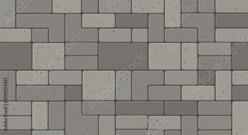 Seamless Grey Stone Block Pattern Vector Background Design For Pavement Texture