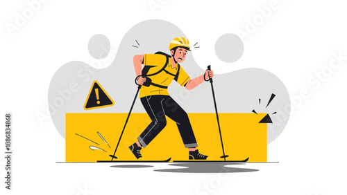 Skiing Mishap Illustration Of Person About To Fall Due To An Obstacle
