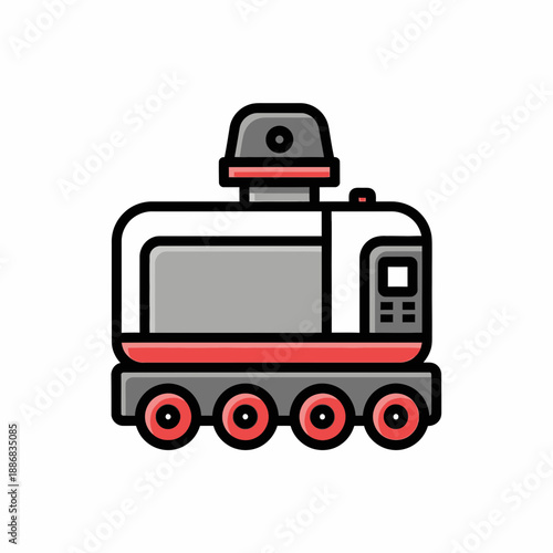 Sleek Autonomous Delivery Robot Vehicle Concept Icon Illustration On White Background