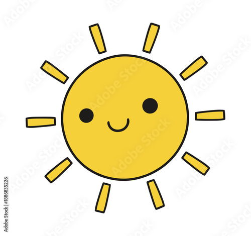 Cute smiling sun with simple rays