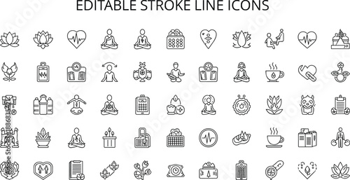 Editable stroke line for wellness and health concepts