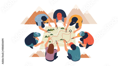 Strategic Planning For Adventure As A Team With A Detailed Route Map