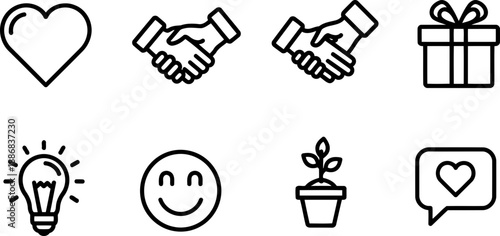 Handshake and heart icons for Random Acts of Kindness Day campaign