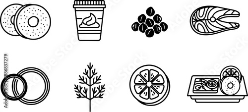 National Bagels and Lox Day vector icon set