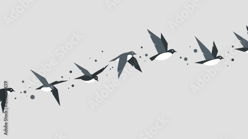 Stylized Birds Flight In Sequence Vector Background Illustration Design