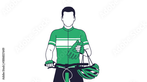 Stylized Bicyclist Illustration Holding Gear Ready For An Upcoming Ride