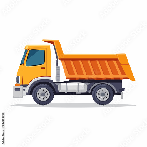 Cartoon dump truck illustration isolated on white background for design