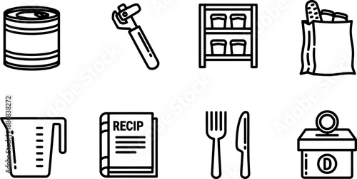 National Canned Food Month vector icon set for food drives