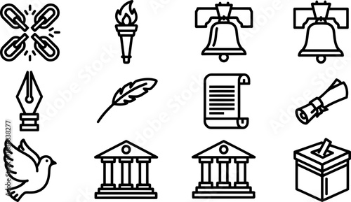 National Freedom Day vector icons celebrating liberty and democracy