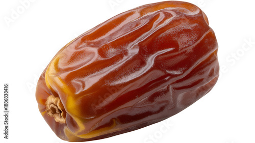 A large brown date fruit with a shiny surface