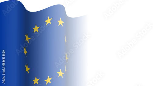 Vector waving Flag of the European Union.  Waving European, EU flag with empty, blank, copy space on transparent background. Design element for presentation, banner, advertisement, web. Place for text