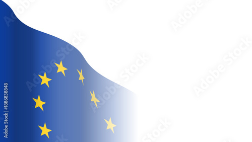 Vector waving Flag of the European Union.  Waving European, EU flag with empty, blank, copy space on transparent background. Design element for presentation, banner, advertisement, web. Place for text