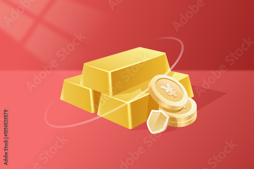 Gold Price Investment Financial Management Operation Gold Price Fluctuation 3D Illustration