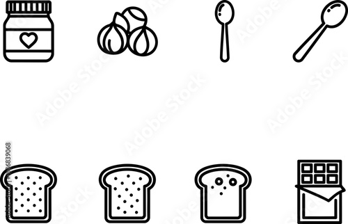 World Nutella Day icons celebrate chocolate hazelnut spread with breakfast items