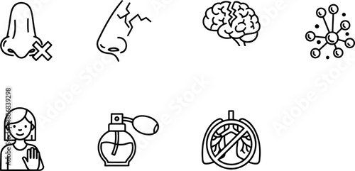 Anosmia Awareness Day illustration with nose, brain, and scent icons