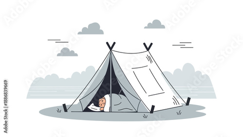 Tranquil Slumber Serene Outdoors Resting Peacefully Underneath Camping Tent Concept