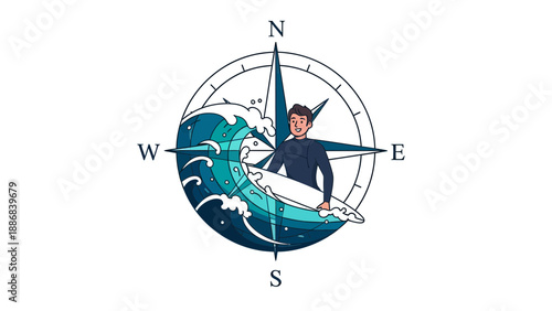 Surfing Adventure Discovering The Compass Directions On The Water Trip Time