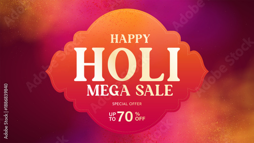 Happy Holi Sale social media feed template. Holi sale advertisement with vibrant colors. Vector illustration of Happy Holi Sale banner template for app and website