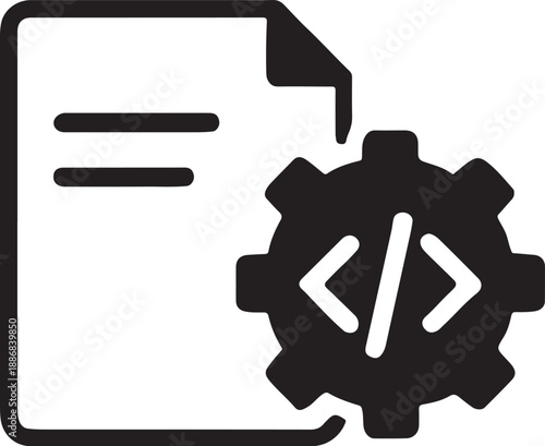 Test automation script icon vector for QA workflows, coding, DevOps and software testing tools. EPS file.