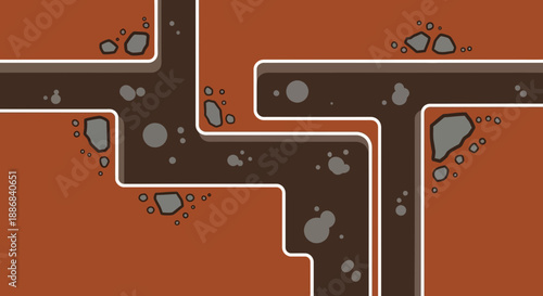 Underground Earth Cross Section With Winding Dirt Paths And Scattered Stones