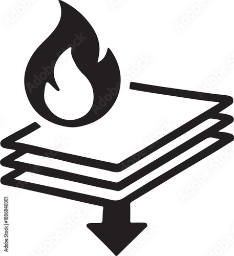 Heat insulation material icon vector for thermal protection, energy efficiency and building design. EPS file.