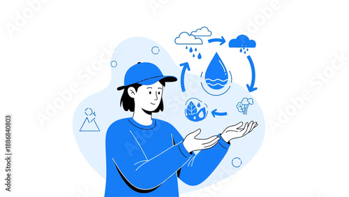 Understanding The Essence Of Hydrological Cycle Concept With Modern Flat Design