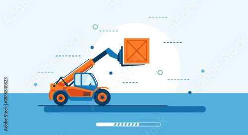 Telehandler Lifting Package Illustrates Modern Warehouse Logistics And Supply Chain Automation For