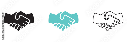 Handshake agreement icons . Handshake icons representing agreement, partnership, trust, and business cooperation in simple vector style.

