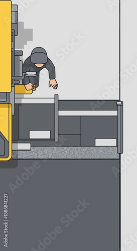 Top Down Perspective Of A Skilled Operator Managing Cargo On A Busy Warehouse Floor