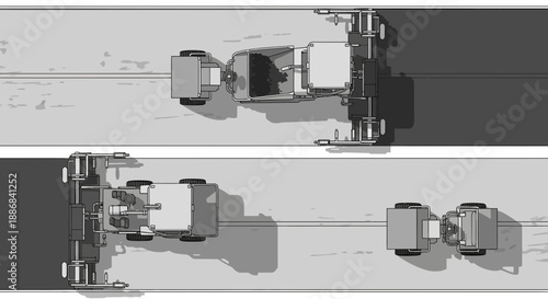 Top Down View Of Dynamic Road Building Process With Advanced Machinery Paving And Upgrading Modern