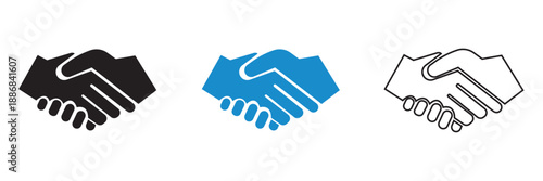 Handshake agreement icons . Handshake icons representing agreement, partnership, trust, and business cooperation in simple vector style.
