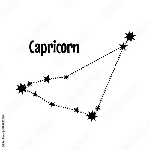 Capricorn zodiac constellation star map. Vector illustration