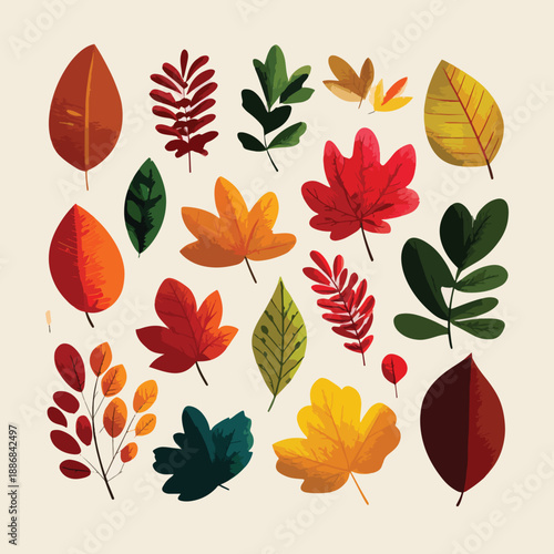 set of autumn leaves