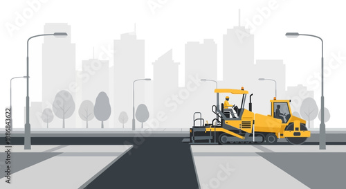 Urban Road Construction And Maintenance With Heavy Equipment And Dedicated Crew